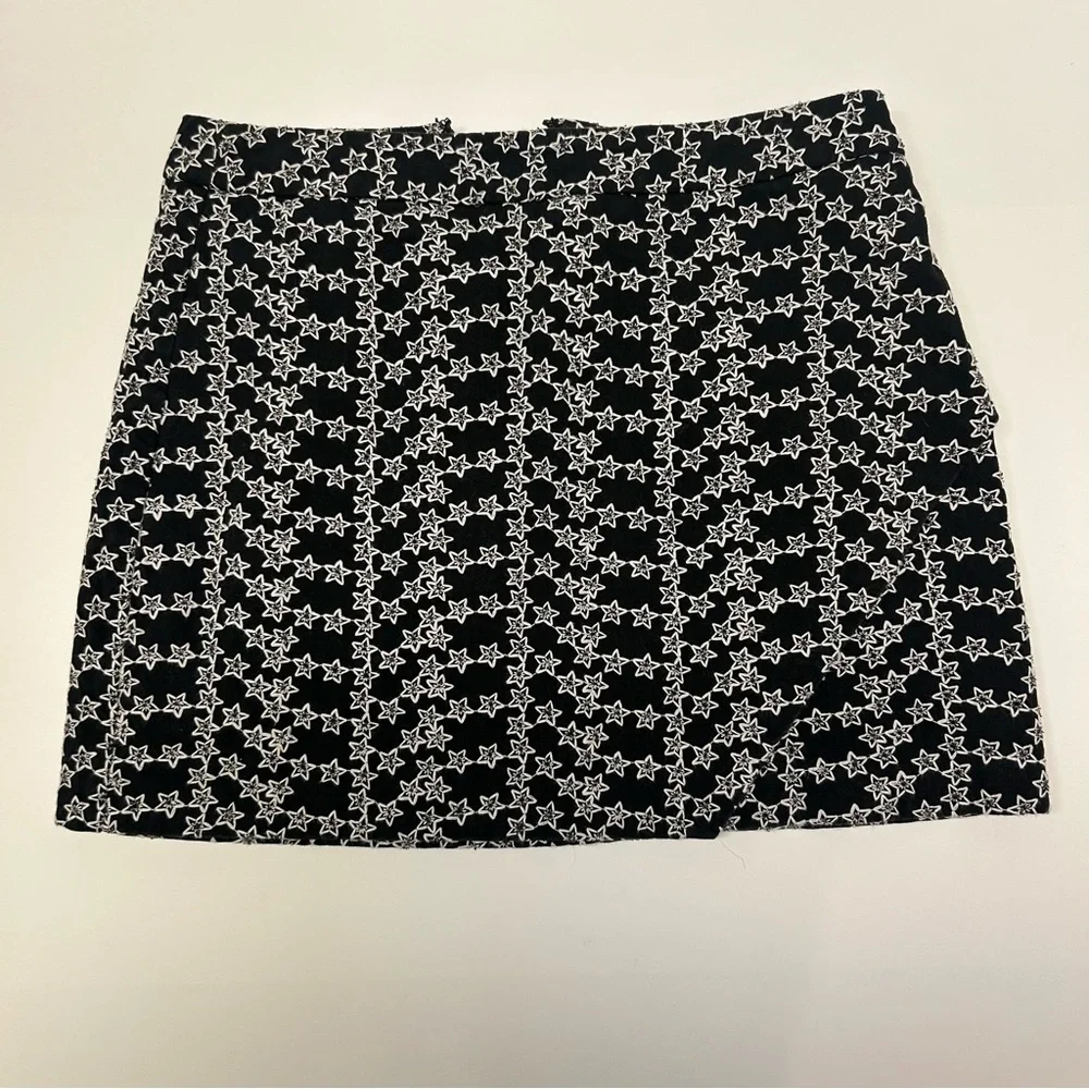 Storia Black And White Star‎ Pattern A-Line Lined Mini Skirt Women’s Size S